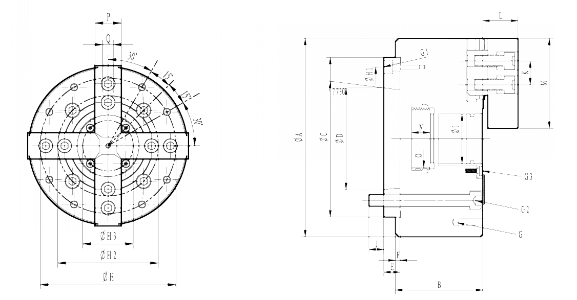 torna makinası hidrolik ayna teknik resim